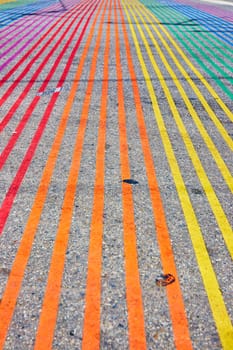 Image of Abstract view of ground with rainbow colored lines