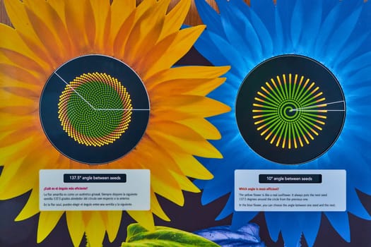 Image of Colorful artwork showing science behind sunflower seed placement
