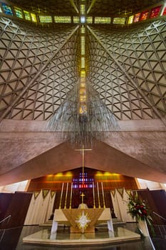 Image of Altar view with elaborate ceiling inside Cathedral of Saint Mary of the Assumption