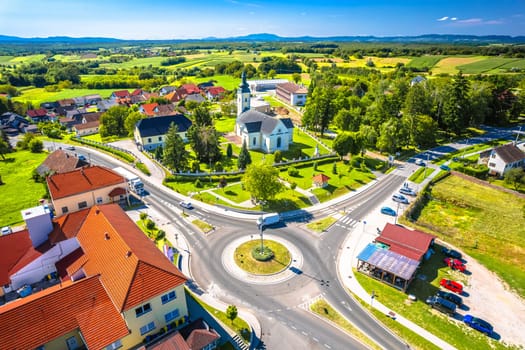 Sveti Ivan Zabno idyllic village aerial view, Prigorje region of Croatia