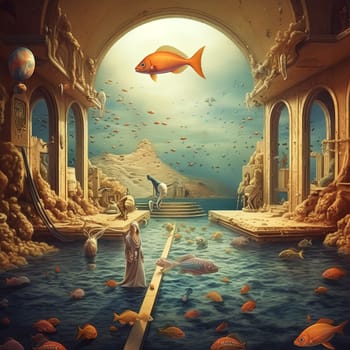 Psychedelic poster, surrealism. Mystical picture AI Generated