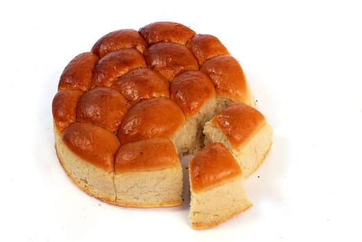 assorted breads isolated on a white background.