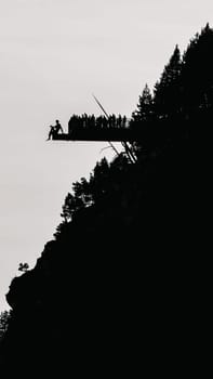 Silhouette of the Mirador del Quer in the parish of Canillo in Andorra.