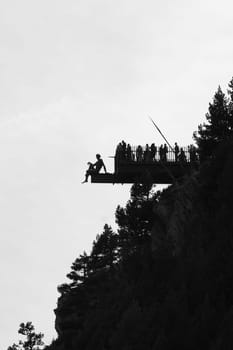 Silhouette of the Mirador del Quer in the parish of Canillo in Andorra.