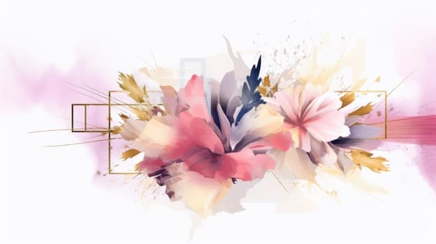 Watercolor abstract design for background of wedding or buzzy social media banner on white background generative AI