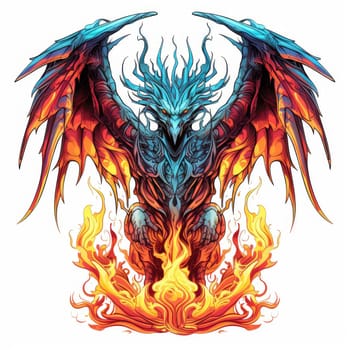 A psychedelic pop art style dragon portrait isolated on white. Graphic Design Element. Template for sticker, poster, t-shirt print, etc.