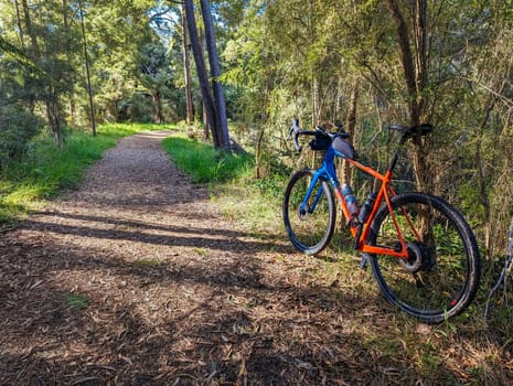 Mt Evelyn Aqueduct Trail Linear Reserve and surrounding landscape on a spring sunny day in Melbourne, Victoria, Australia