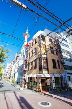 KYOTO, JAPAN - MAY 15, 2019: Beautiful traditional streetscape during the day in Kyoto, Japan