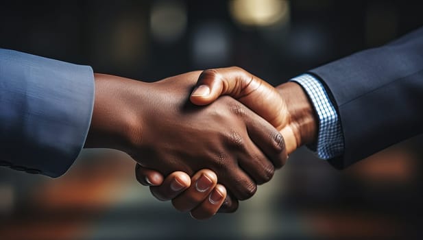 Business handshake, Two businessmen shaking hands in agreement