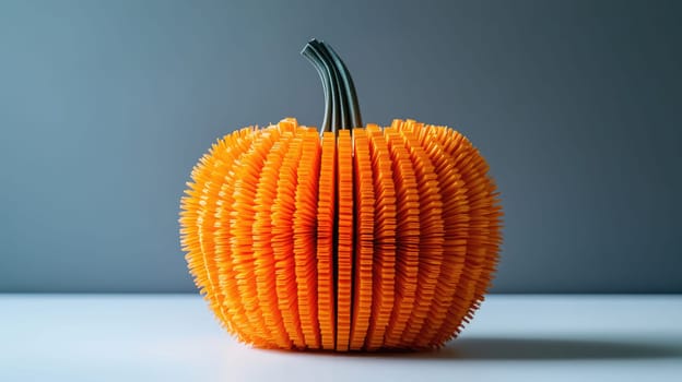 A vibrant orange pumpkin featuring rich, textured details, making it ideal for delightful autumn decor and festivities