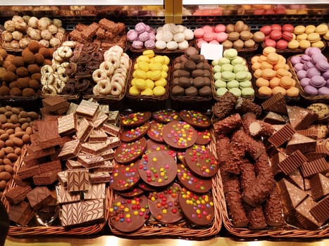 Sweet Candy Shop In Boqueria Market In Barcelona, Spain. High quality photo