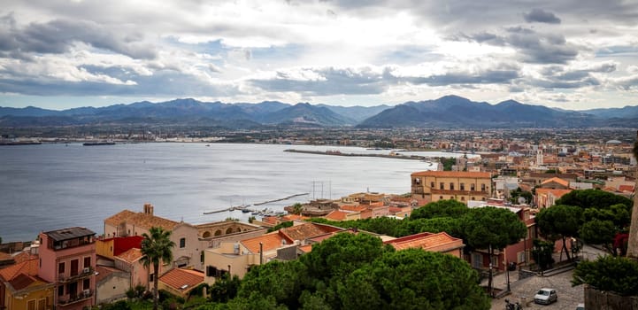 Amazing panoramic view of the bay of Milazzo city, Sicily, Italy