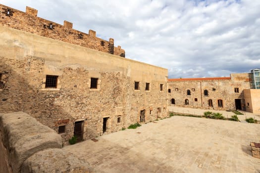 Inner courtyard of Milazzo Castle Sicily Italy