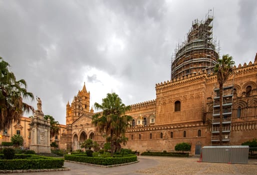 Cityscape image of the famous Palermo Cathedral in Palermo, Italy