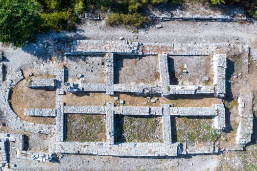 Aerial view of the ruins of the Small Palace at Veliki Preslav, Bulgaria