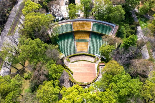 Aerial view from drone of open air summer amphitheater in Varna, Bulgaria