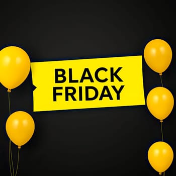 Home page slider design for black friday sale in yellow with black background. Eye-catching banner for Black Friday sales.AI generated.Black friday sale square flyer background.