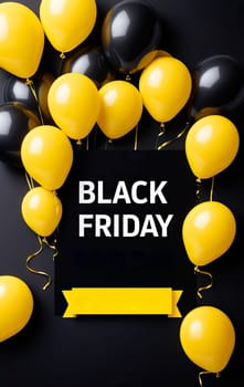 Background design for social media promotion.Home page slider design for black friday sale in yellow with black background. AI generated.Black friday sale flyer background.