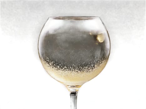 A glass sphere encasing a delicate French 75 its bubbles ascending like a silent fireworks. Drink isolated on transparent background.