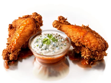 Buffalo Wings Crispy fried chicken wings tossed in fiery tangy buffalo sauce served with cool. Food isolated on transparent background.