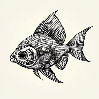A goldfish glides through the water, displaying its beautifully detailed fins and scales against a pale backdrop, highlighting its elegance and unique features.