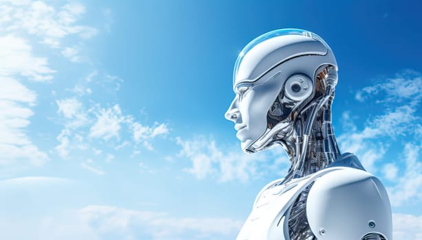 AI Robot Looking at the Sky,  Future, Technology, and Innovation