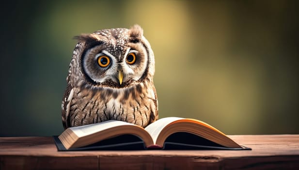Wise Owl Reading a Book