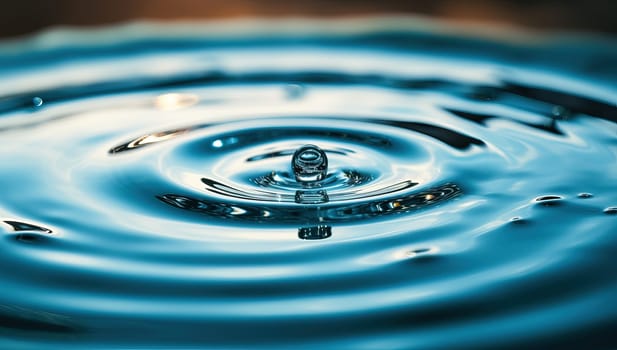 Water drop creating ripples and concentric circles, clean and pure water