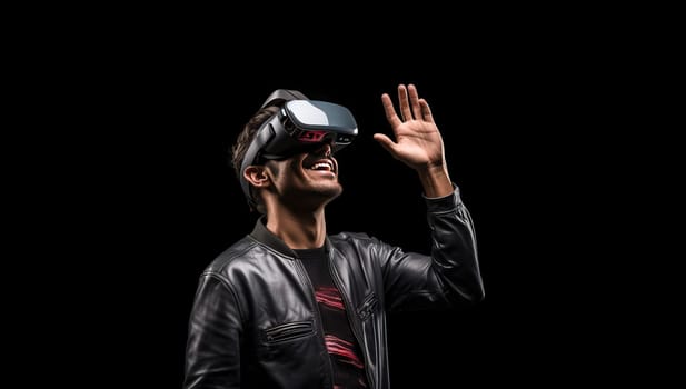 Man Immersed in Virtual Reality Experience