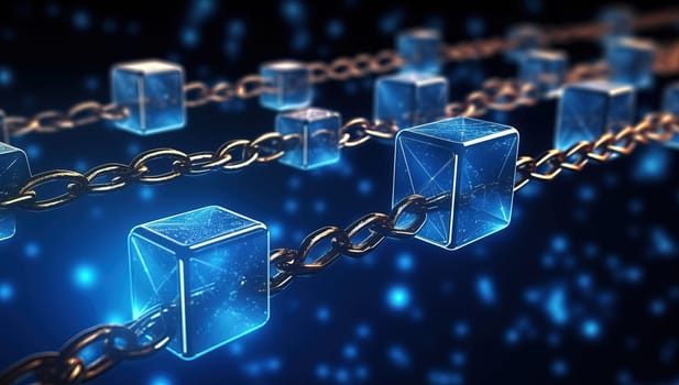 Blockchain Technology,  Secure Digital Chain Linking Blocks, Cryptocurrency Concept