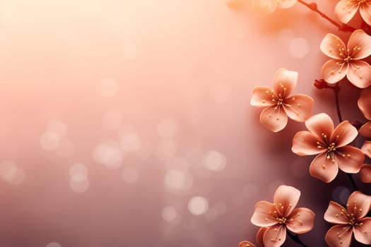 Cherry blossom flowers on branches with soft bokeh light background