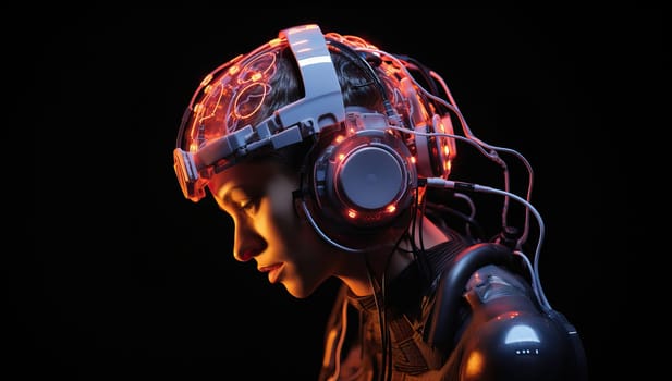 Futuristic Concept,  Women with Brain Computer Interface