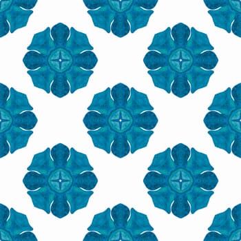 Textile ready unique print, swimwear fabric, wallpaper, wrapping. Blue surprising boho chic summer design. Tropical seamless pattern. Hand drawn tropical seamless border.