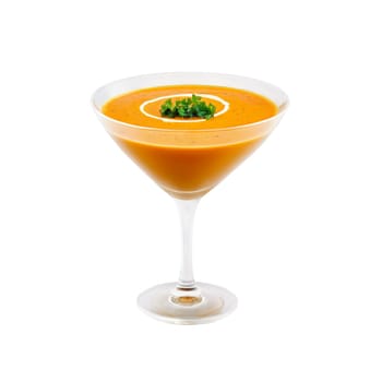 Roasted red pepper and sweet potato soup with smoked paprika a smooth blend of roasted. Food isolated on transparent background