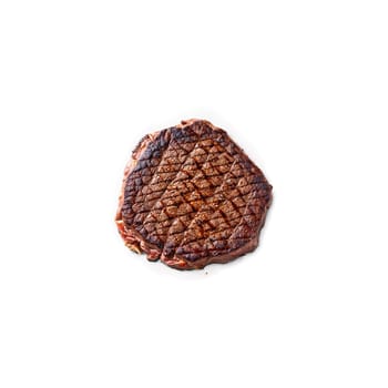 Grilled bison steak with sear marks floating and steaming Food and culinary concept. Food isolated on transparent background.