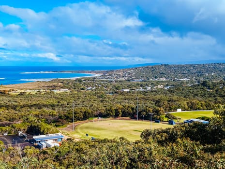 A beautiful view over Anglesea from a lookout at Anglesea mountain bike park near Eumeralla Scout Camp in Victoria, Australia