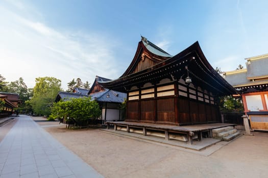 The beautiful Higashi Hongan-ji Temple on a spring day in Kyoto Japan