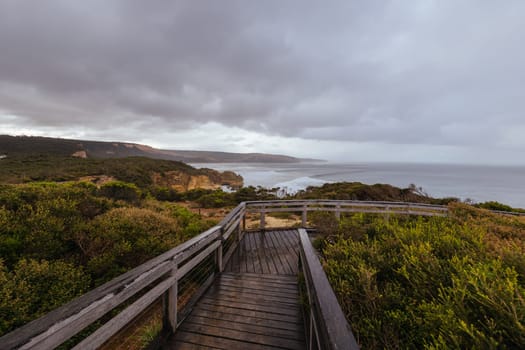 Point Addis Beach and ocean on a stormy cool autumn day near Torquay, Victoria, Australia