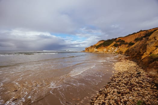 Point Addis Beach and ocean on a stormy cool autumn day near Torquay, Victoria, Australia
