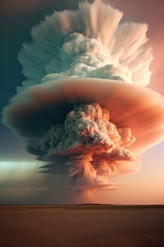 A massive tornado spirals upward in a dramatic sunset sky.