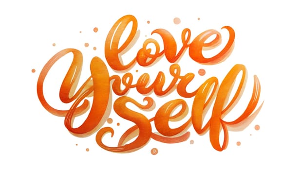 Love yourself. Cute hand drawn lettering. Isolated on white. Ai generated