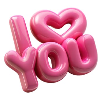 I love you lettering isolated on white background. 3D calligraphy for greeting cards, banners etc. Ai generated image