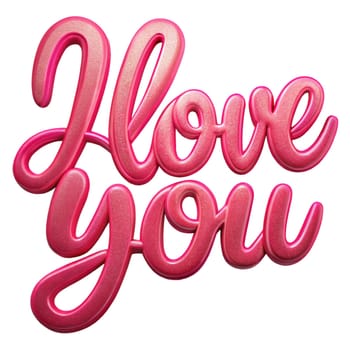 I love you lettering isolated on white background. 3D calligraphy for greeting cards, banners etc. Ai generated image