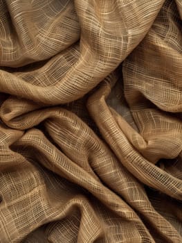 High-quality, close-up shot of brown burlap fabric showcasing the intricacy of its woven texture, perfect for backgrounds or design elements