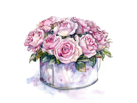 A vibrant arrangement of pink roses in a rustic brown vase surrounded by lush green leaves showcases the beauty of springtime flowers and adds a touch of elegance to any decor.