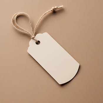 Beige label in wooden color background.Sale price tag.Top view isolated label, Black Friday sale concept. Sale concept. Cut out.
