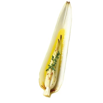 Grilled endive spears char marks olive oil lemon juice Parmesan shavings Culinary and Food concept. Food isolated on transparent background