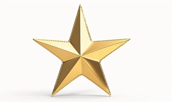 A single, five-pointed star with a beaded border is rendered in gold and set against a white backdrop.