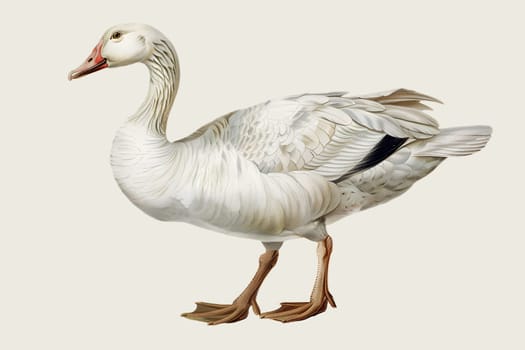A white duck is walking illustration isolated on a white background.