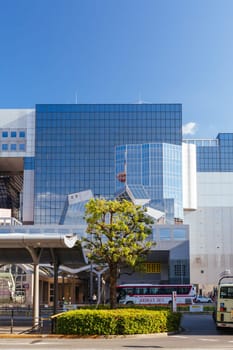 KYOTO, JAPAN - MAY 15, 2019: Kyoto Station building with bus terminal in Kyoto, Japan